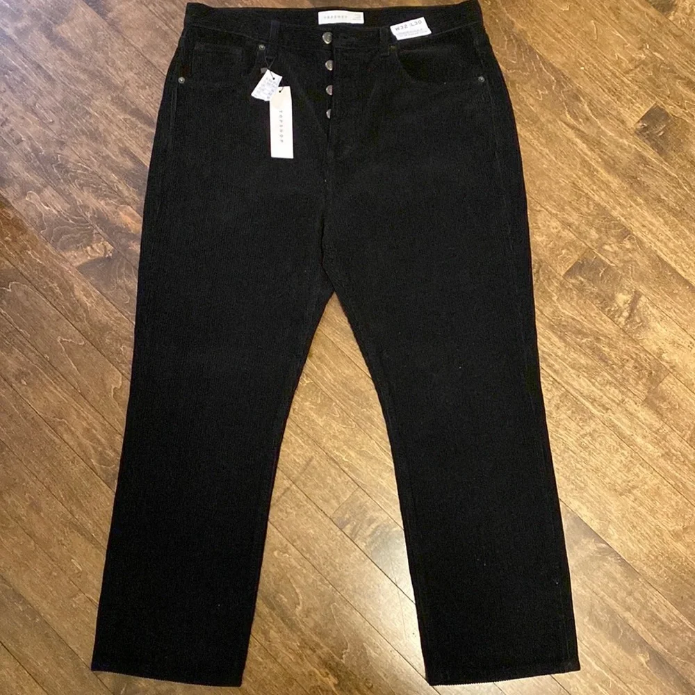 NWT Topshop Corduroy Black Capris Length 25 Inches - Picture 1 of 7